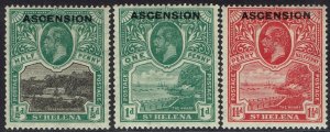 ASCENSION 1922 KGV ST HELENA ½D 1D AND 1½D