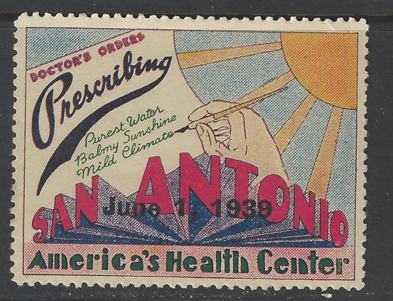 1939 San Antonio TX Promotional Poster Stamp (AW44)