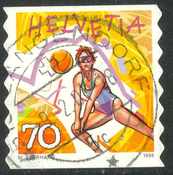 SWITZERLAND 1998 70c Beach Volleyball Sports Booklet Stamp Issue Sc 1034 VFU