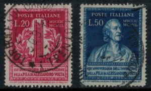 Italy #526-7  CV $37.00  Volta & the first battery