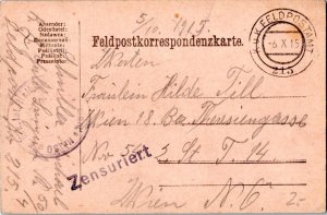 Austria Soldier's Free Mail 1915 K.u.K. Feldpostamt 215 K.u.K. Feldpostamt to...