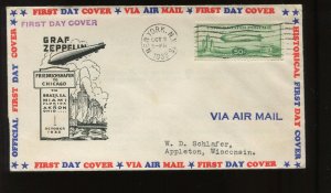 C18 CENTURY OF PROGRESS OCT 2 1933 NY IOOR CACHET FIRST DAY COVER (LV 1180)