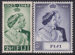 Fiji Sc# 139 / 140 QE 1948 Silver Wedding complete set MLH CV $18.20