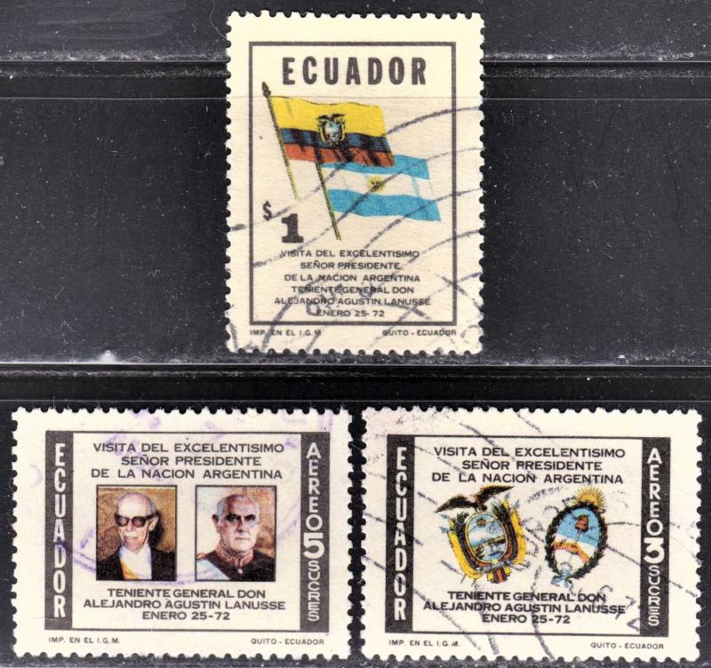 Ecuador Scott 847, C491-492  complete set  F to VF used.