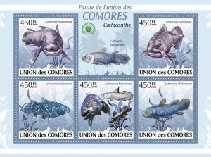 COMOROS - 2009 - Coelacanth Fishes - Perf 5v Sheet - Mint Never Hinged