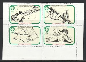 Eynhallow, 1982 issue. 75th Anniversary, sheet of 4.