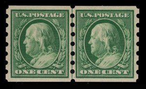 MOMEN: US #343 LINE PAIR MAILOMETER TYPE III MINT OG LH XF 2 PF CERTS LOT #85865