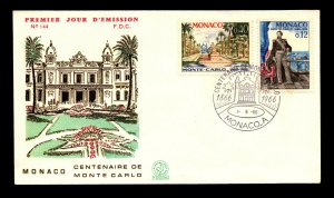 Monaco 1966 Monte Carlo 100th Ann FDC / Thermo Cachet (IV) - L9318