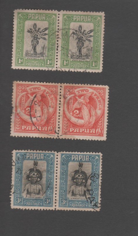 Papua 1 Stamps 1932 1d 2d 3d pairs Life in Papua SG131-134 used  X6 Includes 2X