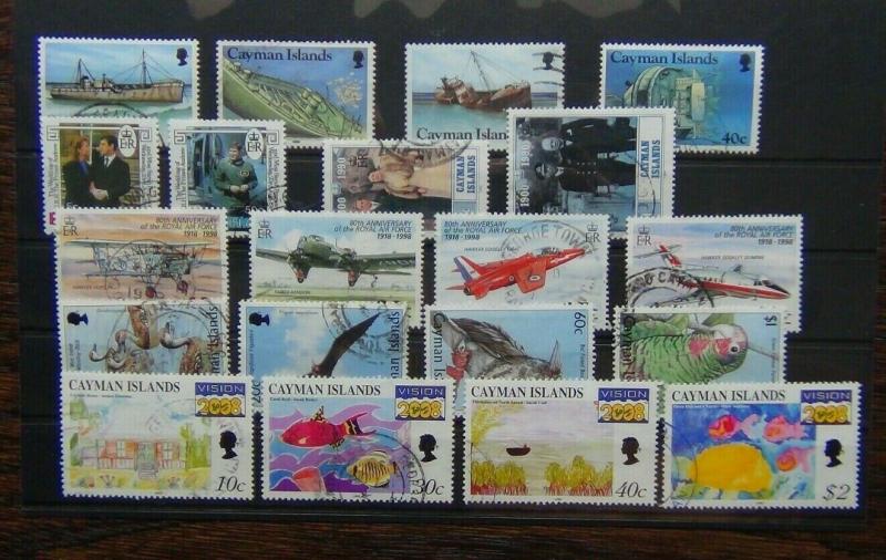 Cayman Islands 1985 1999 Birds Ship wrecks RAF Wedding Queen Mother Vision Used 