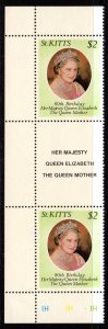 St.Kitts 1980 Sc#44 QUEEN MOTHER 80th.BIRTHDAY Gutter-Pair MNH