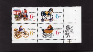 1418b Christmas, MNH LR-ZIP blk/4