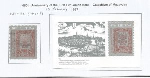 LITHUANIA - 1997 - 1st Lithuanian Book -  Perf Single Stamp & Souv Sheet - M L H