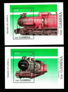 ES-1106 THE GAMBIA 1989 TRAINS OF AFRICA SCOTT 854-855 S/S MNH $12