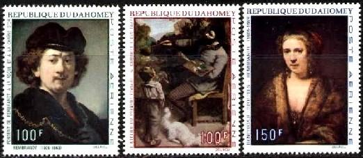 Paintings, by Rembrandt, Courbet, Dahomey SC#C113-5 MNH set