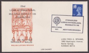 GREAT BRITAIN - 1973 22nd LIONS INTERNATIONAL SPECIAL COVER WITH SPECIAL CANCL.