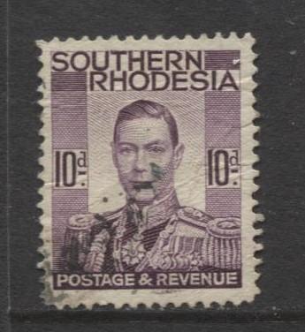 Southern Rhodesia- Scott 49 - KGVI - Definitive -1937 -Used- Single 10d Stamp