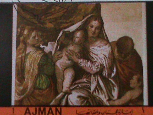 AJMAN-1972 WORLD FAMOUS CHRISTMAS PAINTING-VIRGINS & THE CHILD--CTO S/S VF