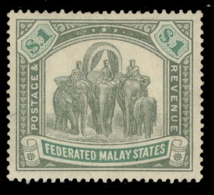 MALAYSIA - Federated Malay EDVII SG48, $1 grey-green & green, M MINT. Cat £120.