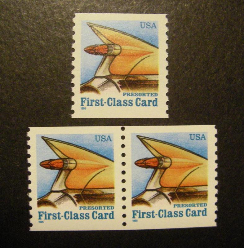 Scott 2908, 15 cent Tail Fin, Pair & Single, MNH Coil Beauty