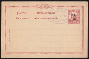 NEW GUINEA - GRI 1915 GRI 2d on DNG Yacht 10pf red Postcard type B.