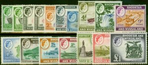 Rhodesia & Nyasaland 1959-62 Extended Set of 17 SG18-31 Both Coils Fine & Fre...