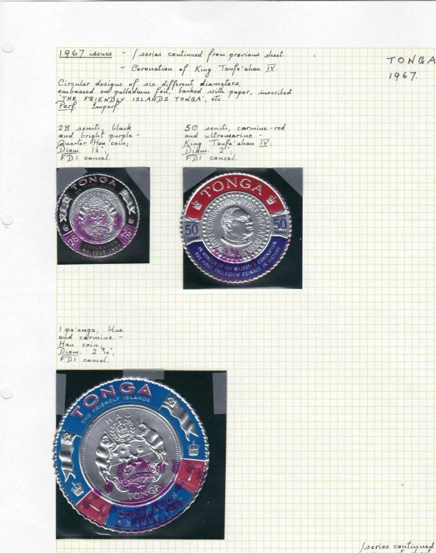 tonga 1967 coronation issue stamps on 2 pages ref r11356