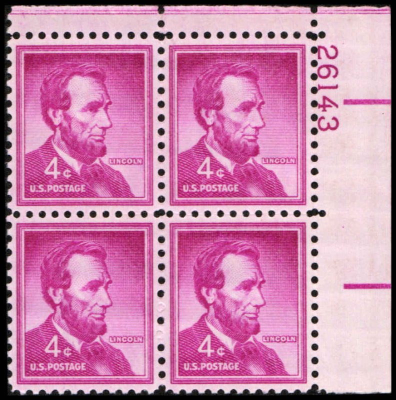 US #1036a LINCOLN MNH UR PLATE BLOCK #26143