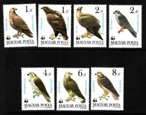 Hungary-Sc#2797-2803-unused NH set-Birds of Prey-1983-