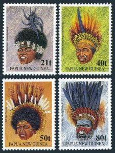 Papua New Guinea 778-781,MNH.Michel 643-646. Traditional Headdresses,1991.