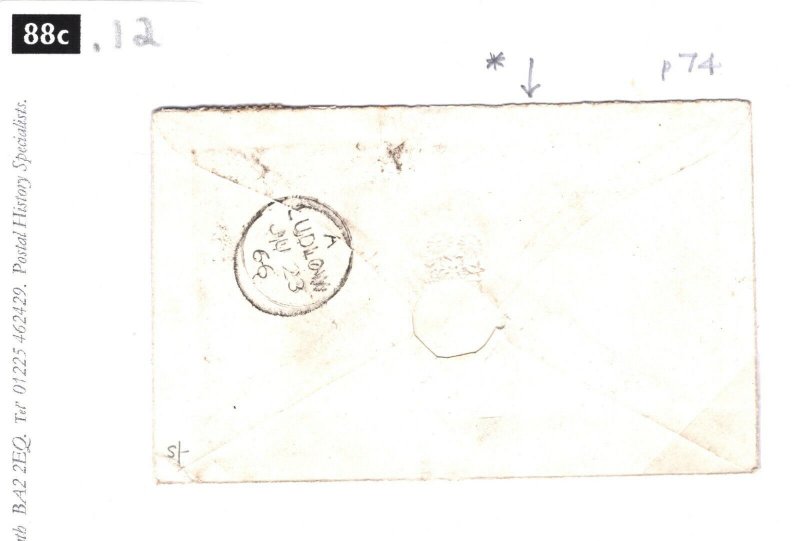 GB Cover London Numeral *DOT IN O* Unusual DUPLEX Variety 1d Red 1866 88c.12 