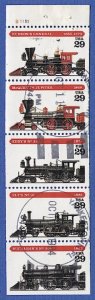 US 1994 Sc 2847a Used VF, Booklet Pane of five early Locomotives / Trains