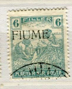 FIUME HUNGARIAN Optd. ISSUE; 1918-19 early Harvester issue fine used 6f. value