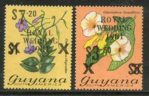 Guyana 1981 Lady Diana & Prince Charls Royal Wedding Sc 334-35 MNH Overprint ...