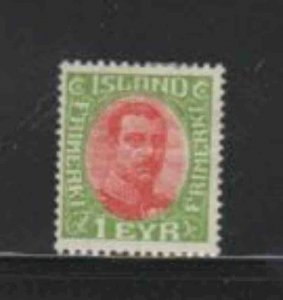 ICELAND #108 1920 1e KING CHRISTIAN X MINT VF LH O.G b