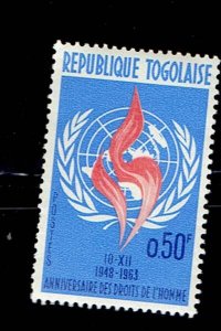 TOGO SCOTT#457 1963 15TH ANNIVERSARY-UNIVERSAL DECLARATION OF HUMAN RIGHTS - MNH