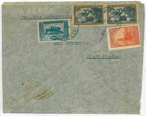 13276 - ARGENTINA -  POSTAL HISTORY - AIRMAIL COVER to ITALY  1947 Lighthouse