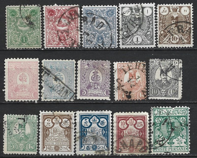 COLLECTION LOT 8222 IRAN 15 STAMPS 1885+ CV+$23