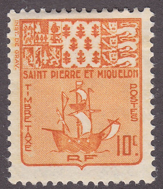 St. Pierre & Miquelon J68  Arms & Fishing 1947