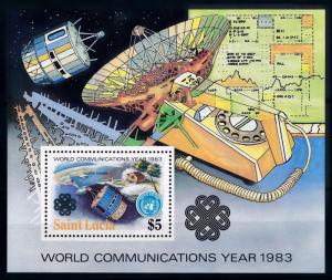 [66148] St. Lucia 1983 Space Travel Weltraum Satellite Telephone Sheet MNH