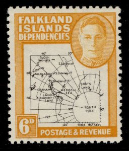 FALKLAND ISLANDS - Dependencies GVI SG G14, 6d black & orange, M MINT. Cat £26.