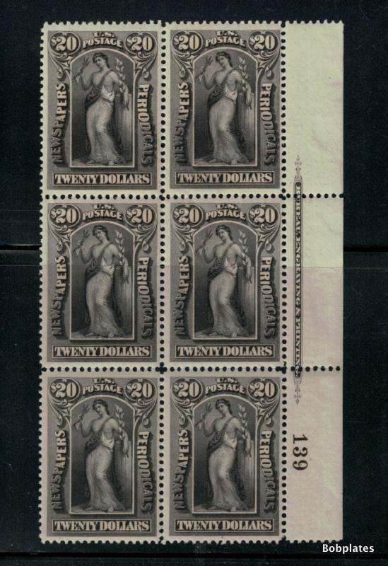 BOBPLATES US #PR123 Newspaper Plate Block 139 VF H SCARCE
