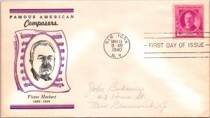 FDC 1940 SC #881 Linprint Cachet - New York, Ny - Single - J5457