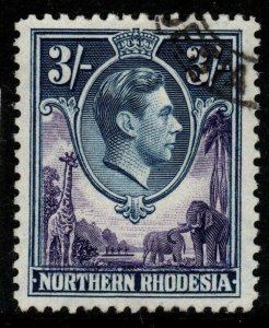 NORTHERN RHODESIA SG42 1938 3/= VIOLET & BLUE FINE USED