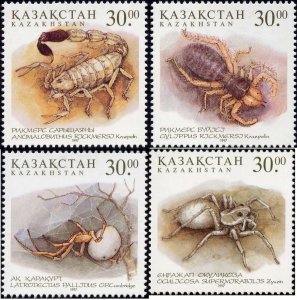 Kazakhstan 1997 MNH Stamps Scott 207-210 Animals Desert Fauna Scorpions Spiders