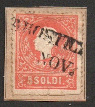 Austrian Off. in Lombardy-Venetia 10a Used on piece