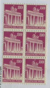 GERMANY USA BRITISH ZONE SCOTT 655 MICHEL 94 WF  MNH  BLOCK OF 6