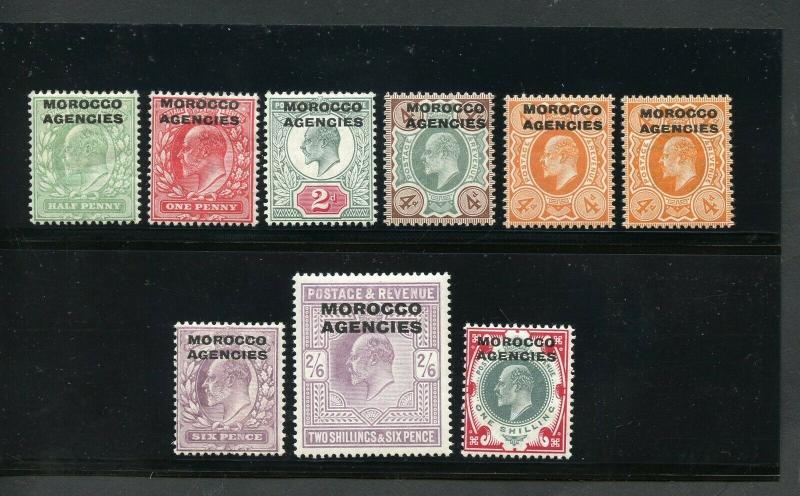 GREAT BRITAIN MOROCCO AGENCIES ED VII  SCOTT#201/8 208a  SG#31/38  MINT HINGED