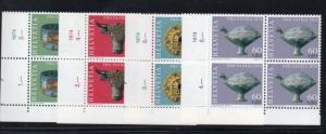 Switzerland Sc B422-25 1974 Pro Patria stamp set mint NH Blocks of 4