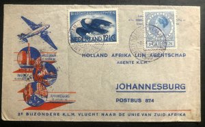 1940 Amsterdam Netherlands Special Flight KLM Cover To Johannesburg South Afroca